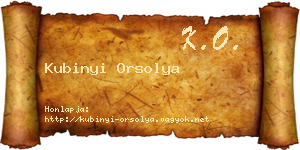 Kubinyi Orsolya névjegykártya